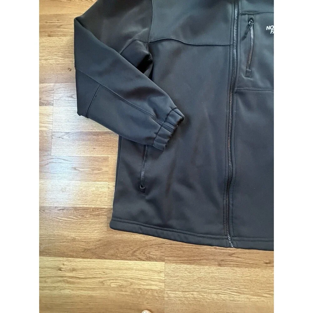 The North Face Apex Jacket Mens Large Black Softshell Windbreaker Full Zip Sz L
